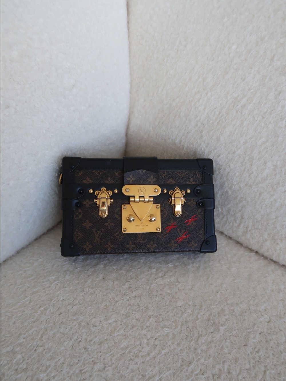 Louis Vuitton Monogram Petite Malle in Brown with Black Trim and Gold Hardware